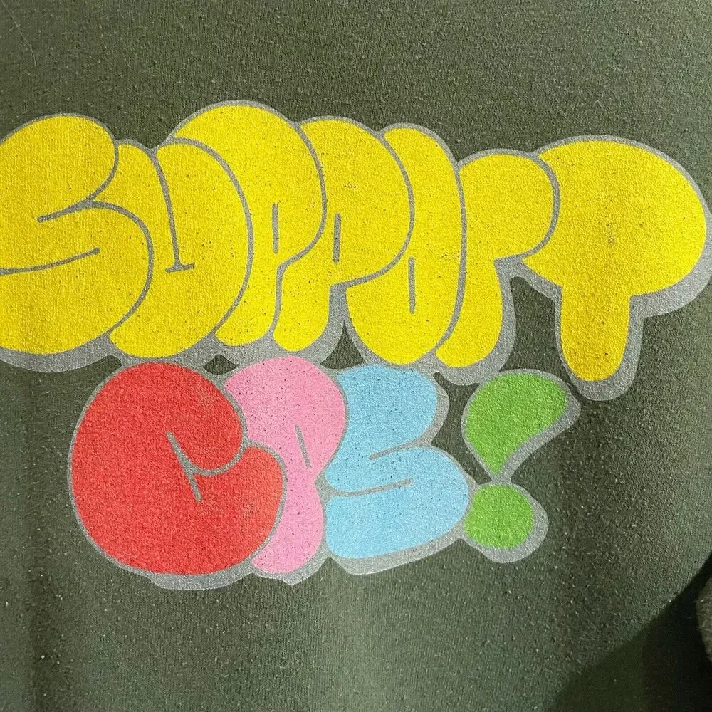 Champion Vintage Green Sweatshirt Support CPS Youth XL Women Medium‎